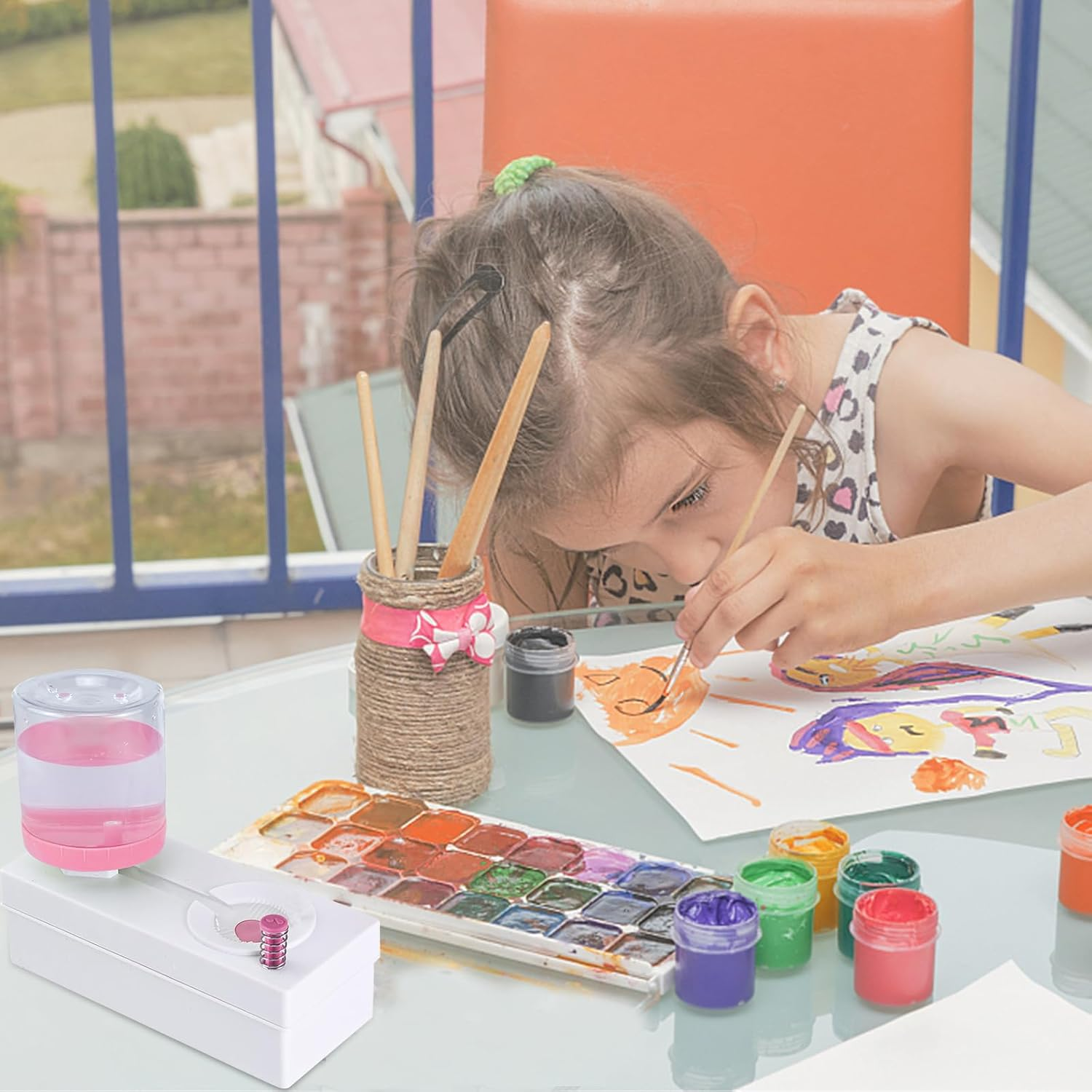 2024 Upgraded Paint Brush Cleaner Tools, Watercolor Brush Rinser Cup Painting Station, Running Water Cycle Acrylic Paint Brush Washer Flush My Brush, Art Supplies Drawing for Adults Kids image number 1