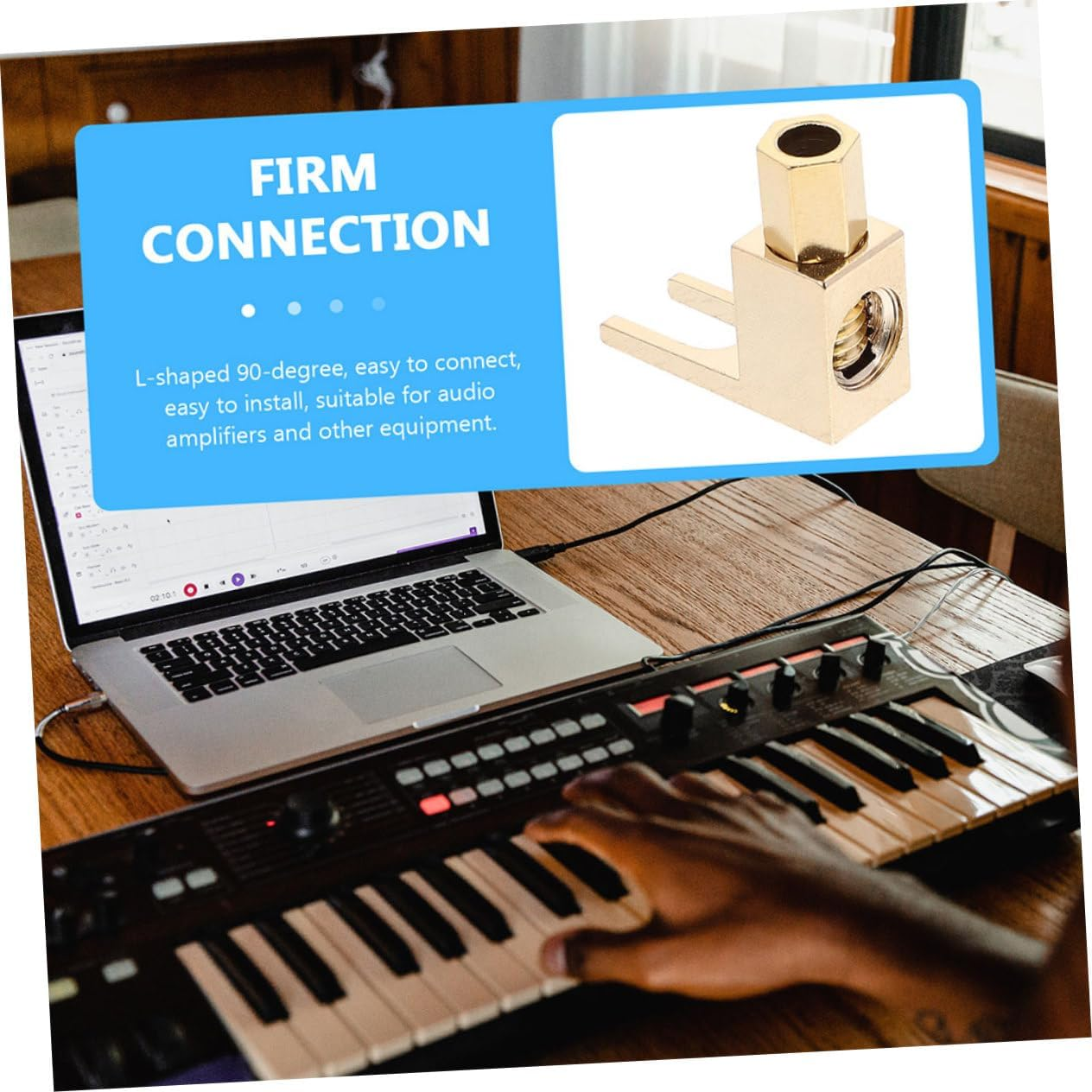 KALLORY 4Pcs Right Angle Pure Copper Speaker Banana Plugs with Gold Plating, L-Shaped Speaker Wire Connectors for Amplifier and Audio Systems, Suitable for Home Theater and Hi-Fi Equipment image number 3