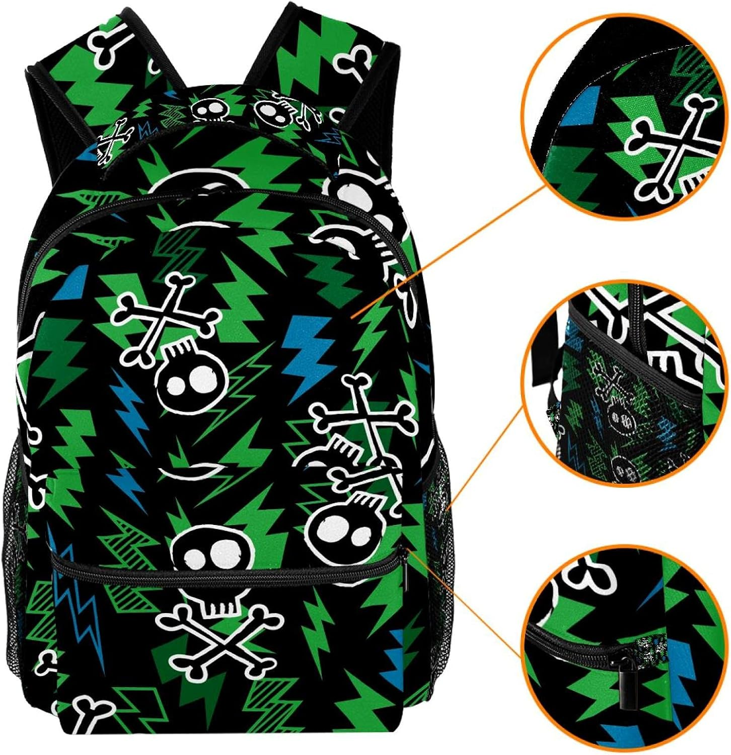 Skull and Bolt Backpack Students Shoulder Bags Travel Bag College School Tote Backpacks image number 4