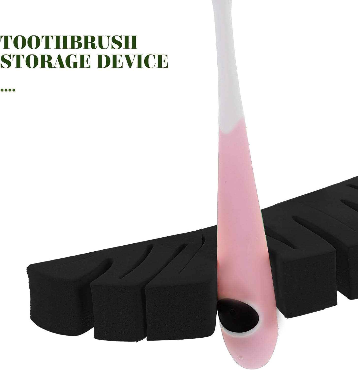 HEANUJJ Leaf Shaped Makeup Brush Storage Holder and Toothbrush Drying Rack Wall Mount Multipurpose Cosmetic Organizer for Vanity Space-Saving Black Stand image number 2