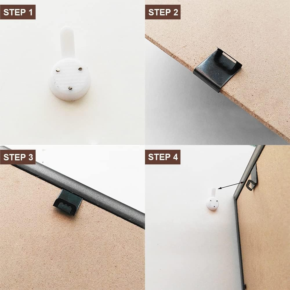 Walquicks 200 Pcs Photo Frame Hanging Clip S Hook Back Plate Photo Wall Hanger Stencil Plate Hooks Sturdy Serrated Clips Shaped Metal Artwork Wall Mount Album, for Picture Postcard Scrapbooks Hooks image number 5