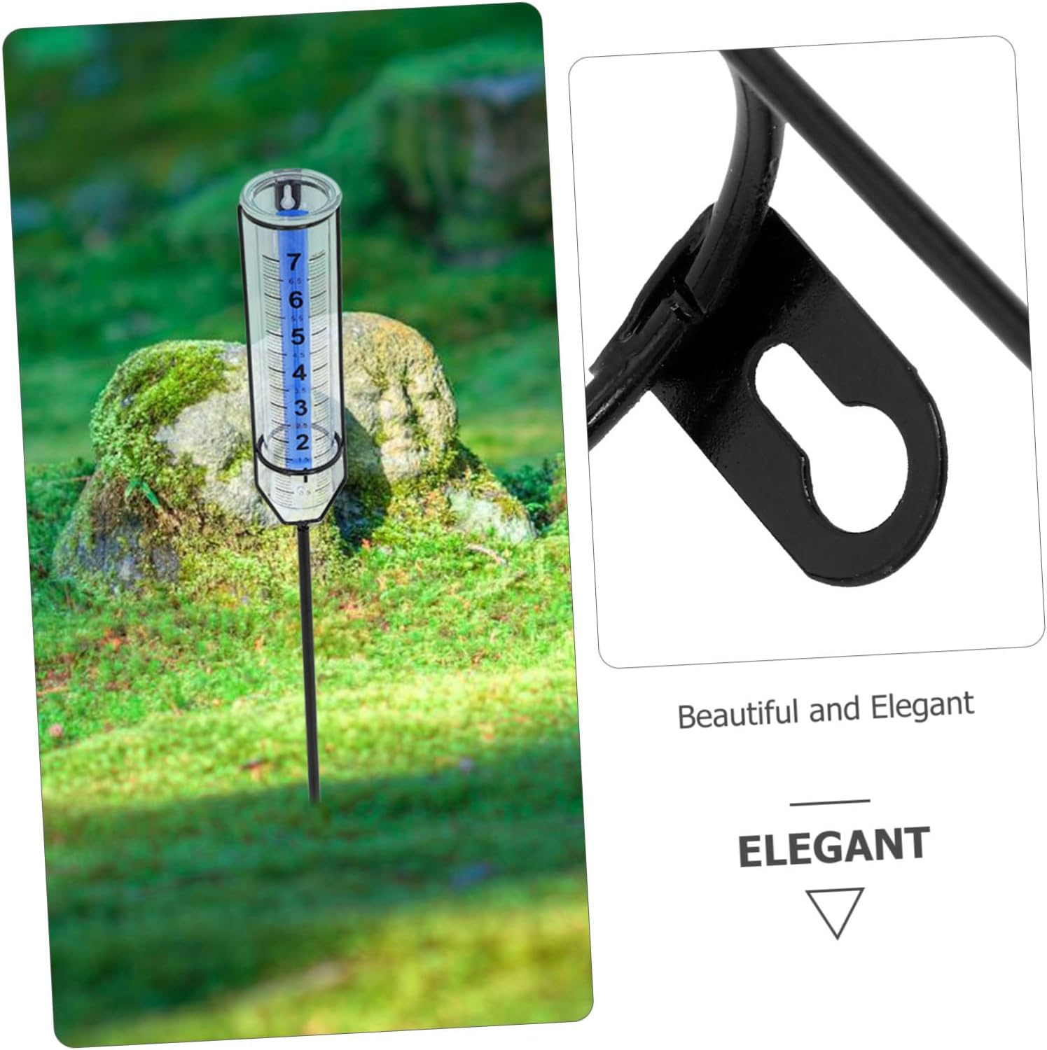 Gadpiparty Rainfall Utensil Cup Outdoor Rain Gauge Large Garden Water Measure Tool Blue Strips Accurate Rain Measure Gauge image number 2