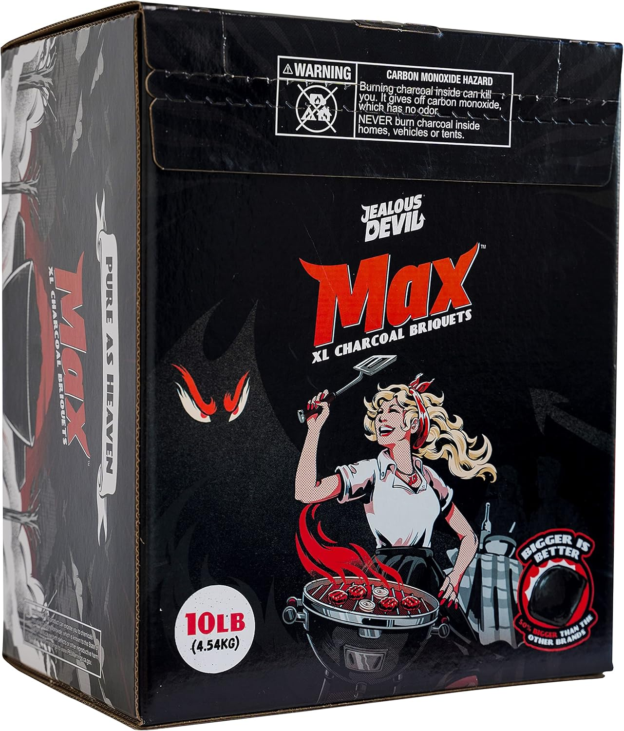 Jealous Devil Max XL All Natural Hardwood Charcoal Pillow Briquets - Large Size Charcoal Briquettes for Grilling Longer - Chemical Free - 4.5Kg (10Lb) Box image number 1