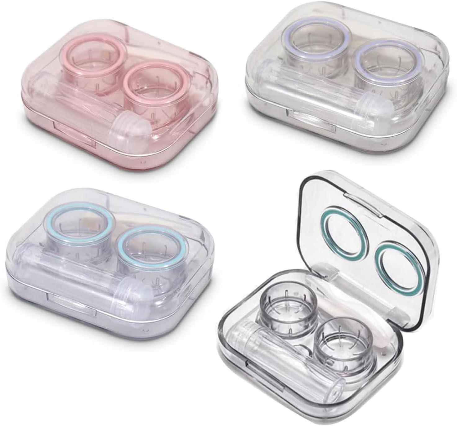 Itadaku 4-Piece Flip Lid Clear Contact Lens Case Travel Set, Leakproof, No Screw Lid, Visual Design, Travel-Friendly image number 3