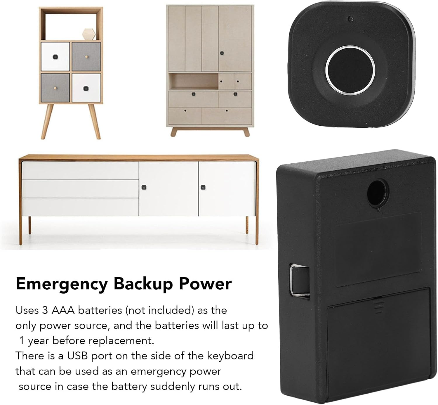 Fingerprint Cabinet Lock - APP Control Semiconductor Biometric Lock with Multiple Unlocking Methods, Locker Lock for Home and Office image number 1