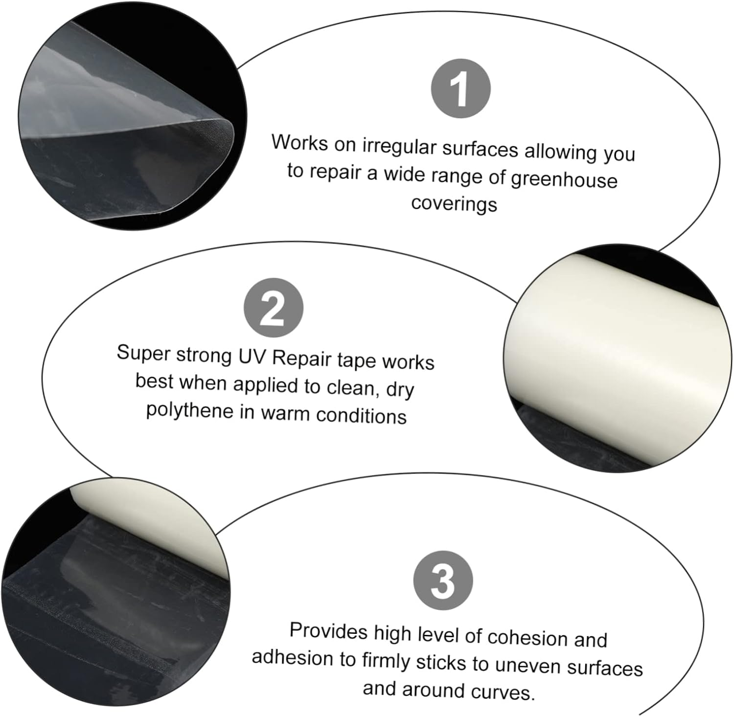 Hohopeti 2Rolls Polyethylene Greenhouse Repair Tape -Resistant Adhesive for Sealing and Patching Greenhouses Tents and Outdoor Equipment image number 6