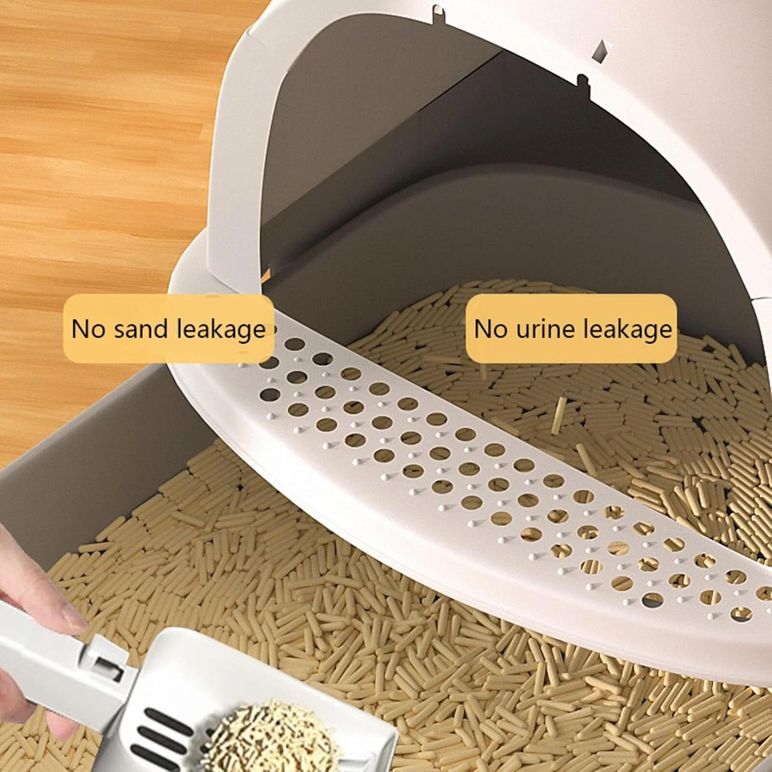 Extra Large Enclosed Cat Litter Box Tray Removable Top Lid with Scoop Toilet Pet,Easy Clean Cat Litter Pan image number 1