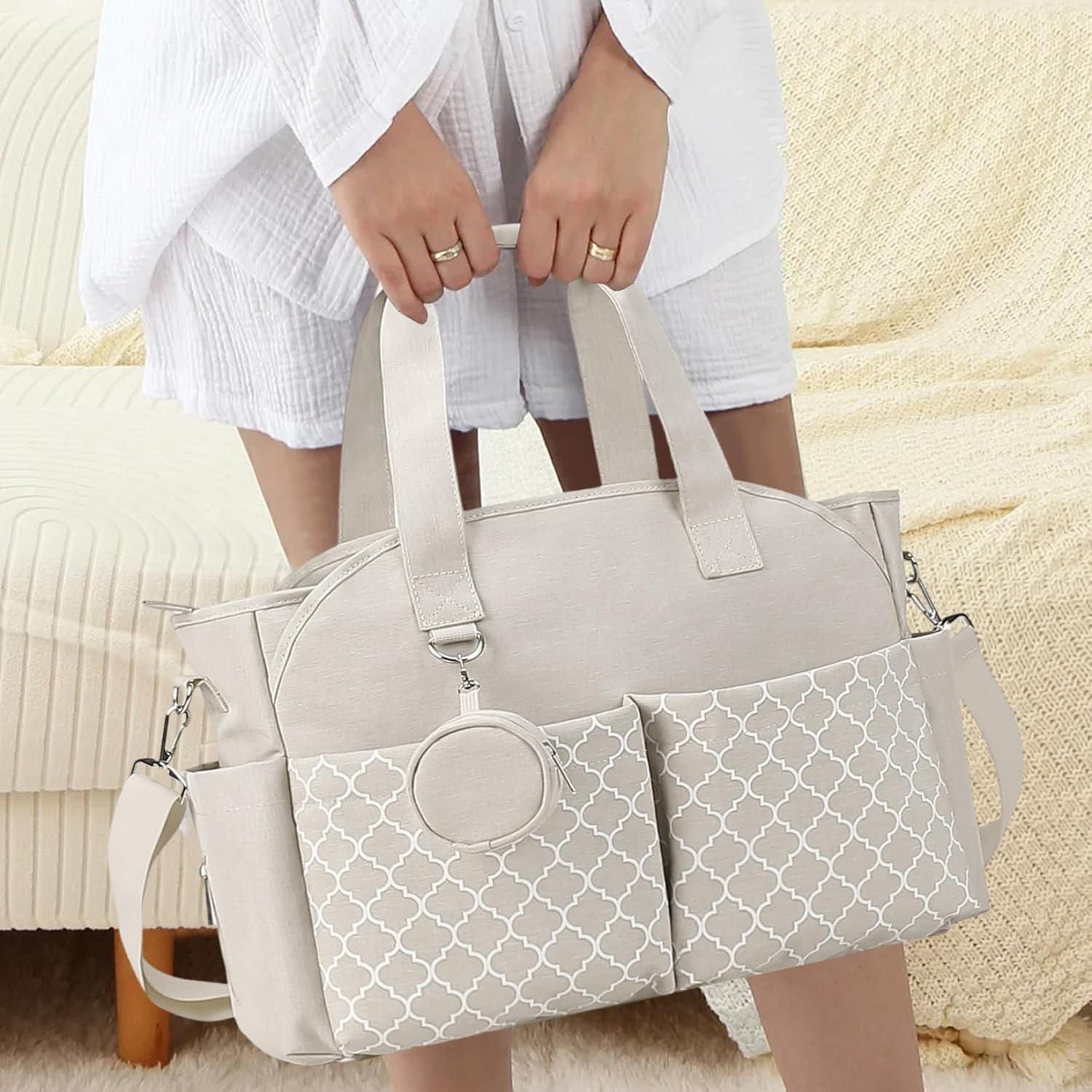 Diaper Bag Tote, 15.7Inch Baby Changing Bags with Multi-Pockets, Portable Waterproof Handle Bag, Baby Changing Bags for Mom image number 2