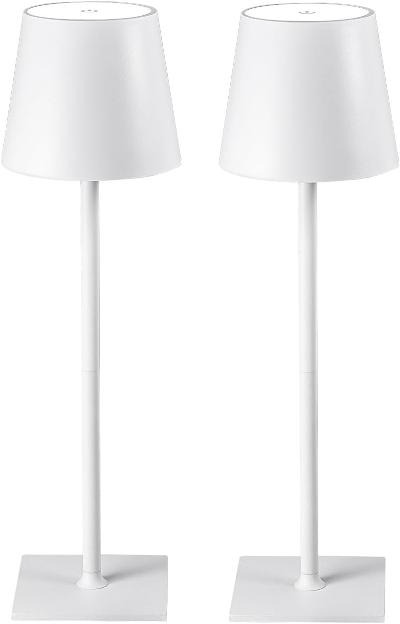 2 Pack Cordless Table Lamps, 3 Colors Stepless Dimming, 5000Mah Rechargeable Battery LED Desk Lamp for Bedroom/Couple Dinner/Desk/Cafe/Dining Room/Terrace