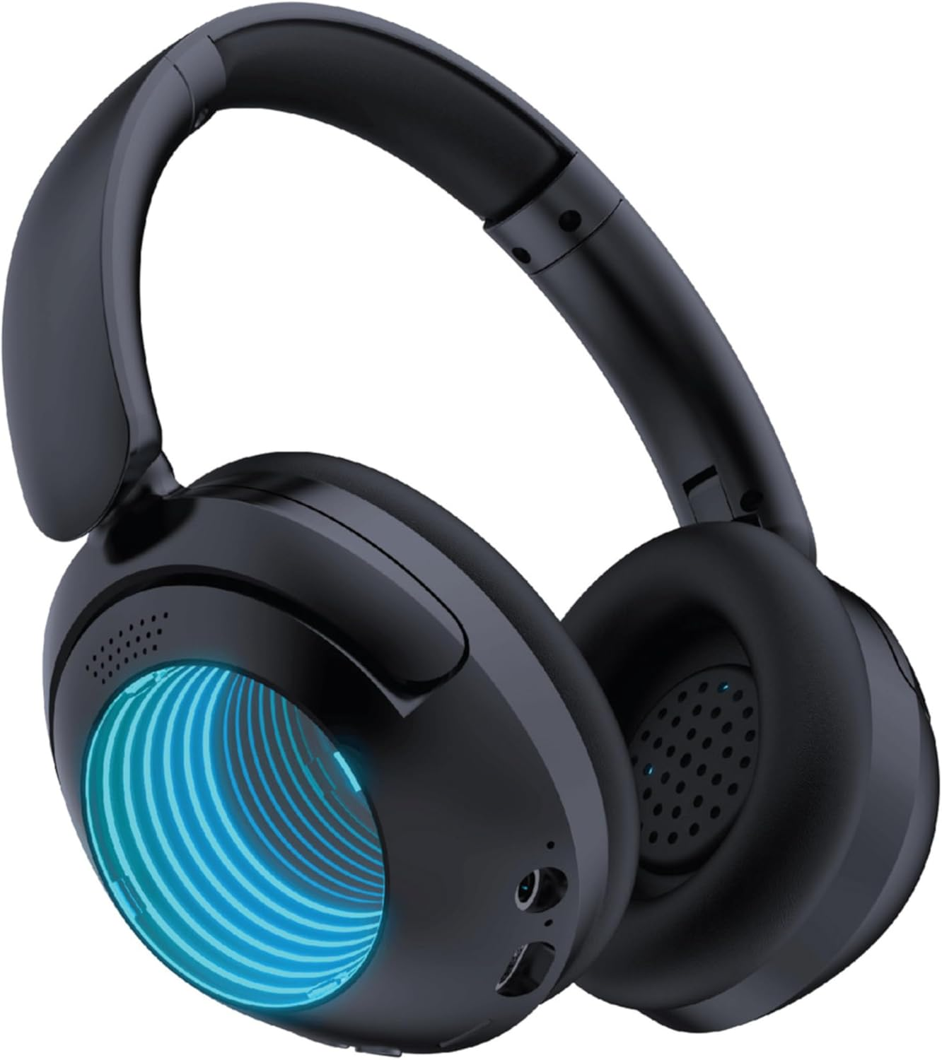 Laser Infinity RGB Light Bluetooth Headphones with Built-In Mic, 6 HRS Playtime, Touch Controls - Supports Bluetooth 5.4, AUX, Micro SD, USB C Charging, Black image number 3