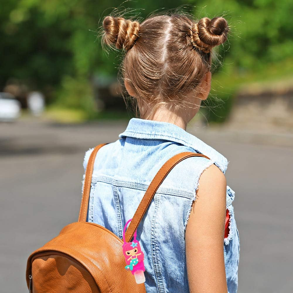 KINIA 8 Pack Empty MERMAID PIRATE Kids Hand Sanitizer Travel Size Keychain Carriers, 8-1 Fl Oz Flip Cap Reusable Portable Empty Bottles (8-Variety Pack MERMAID PIRATE) image number 3