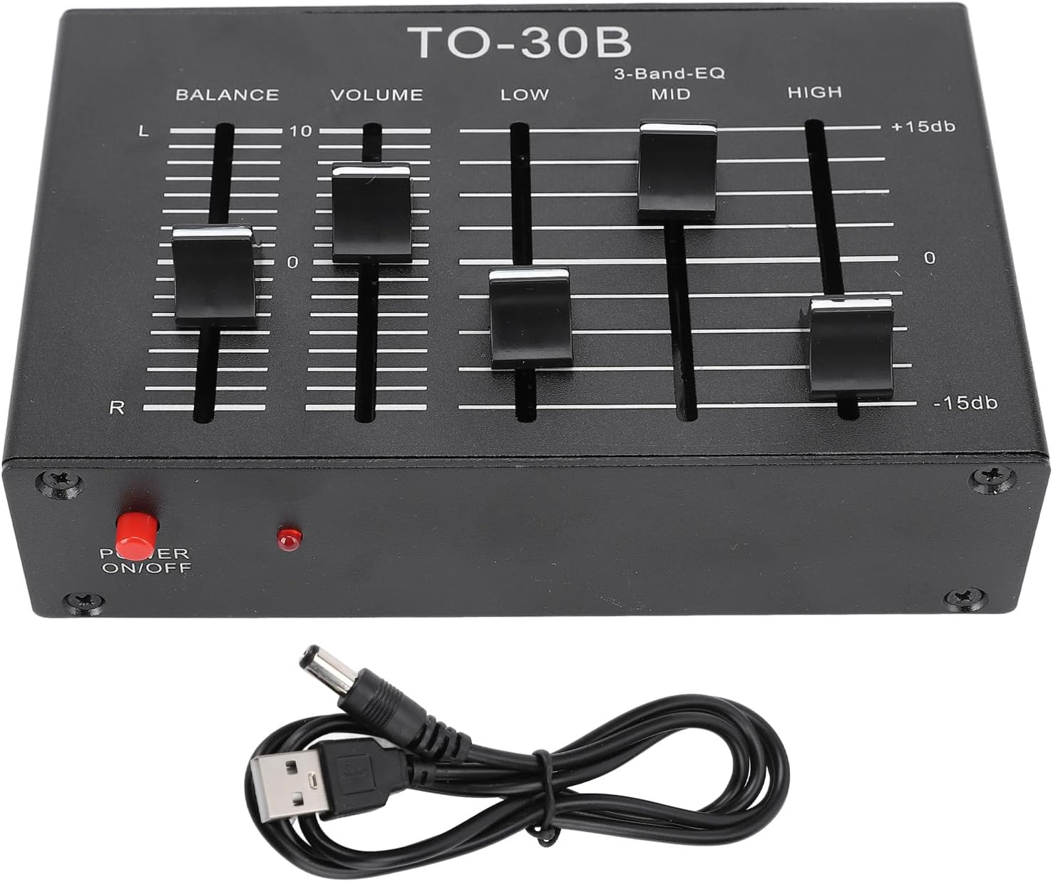 Stereo EQ Equalizer, 3 Band Equalizer Stereo EQ Preamp, High Medium Low 3 Band Sound Channel Balance Volume Control Preamp for Home Stereo image number 2