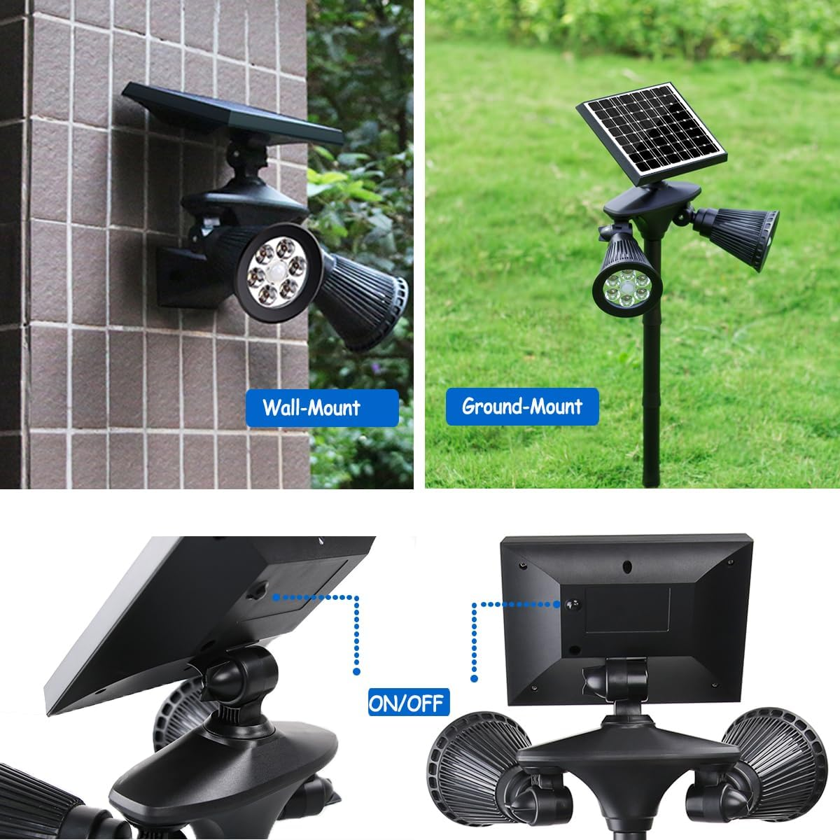 Motion Sensor Outdoor Lights, 5000Mah Solar Spotlight with 2 Modes- Motion Activated & Always-On Dim Mode, IP65 Waterproof, 360&deg; Adjustable for Flag,Yard, Garden, Patio(1-Pack) image number 1