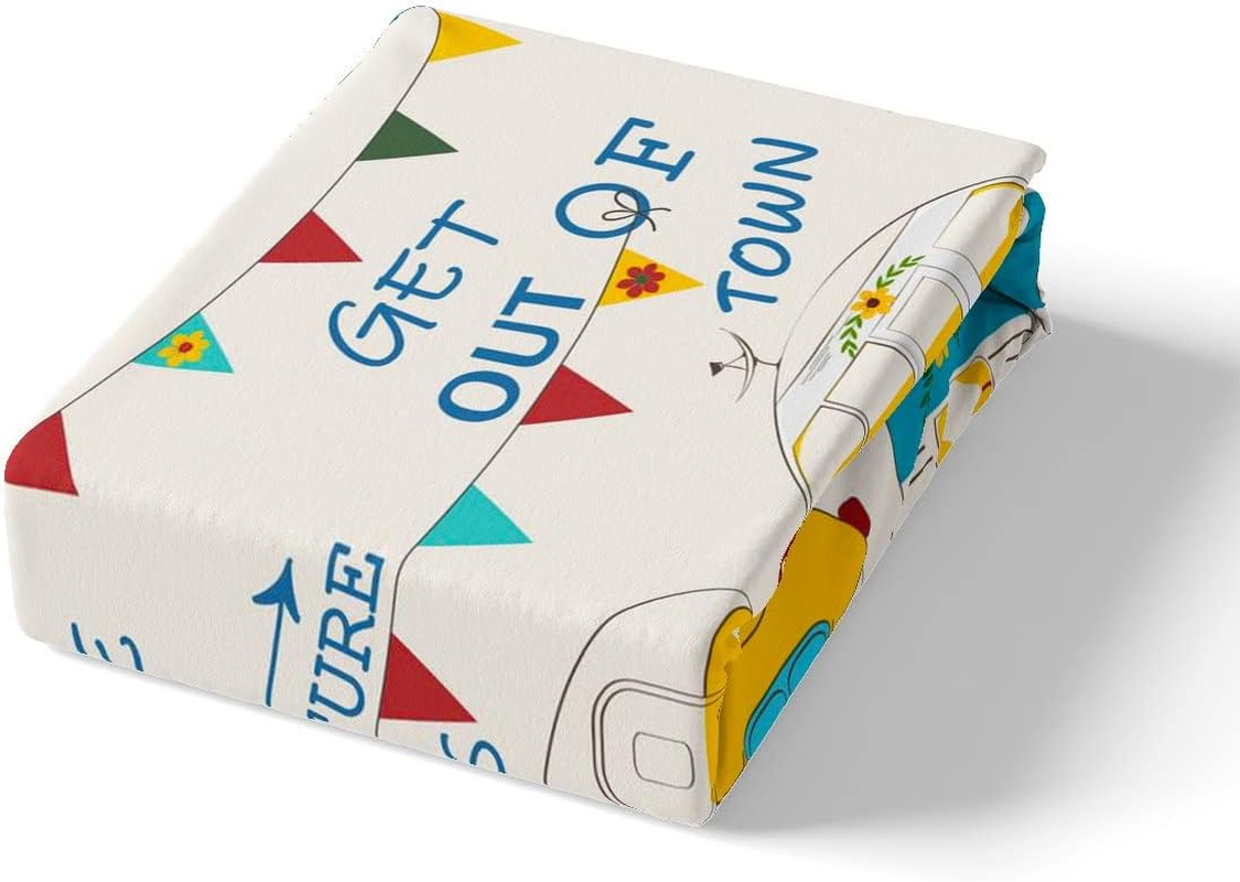 Camper Bedding Set 155 X 220 Cm for Children - Rustic Cabin Camping Duvet Cover, Colourful Striped in Country House Style - Vintage Wooden Board Happy Camping Decoration image number 4
