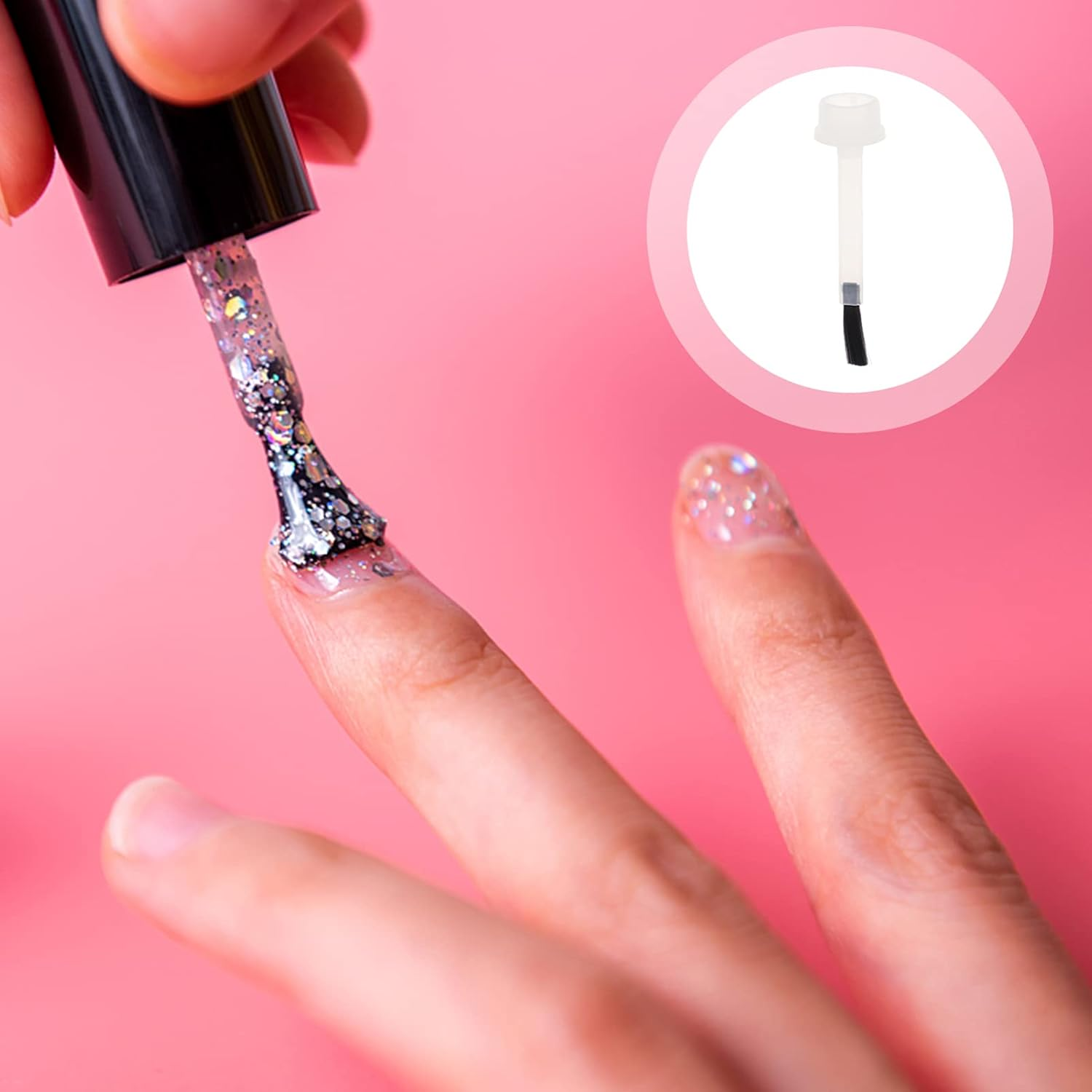 OSALADI Pack of 20 Nail Polish Replacement Brushes 9 Mm Portable Liquid Brush Nail Polish Replacement Brush Nail Applicator for DIY Nail Salon image number 2