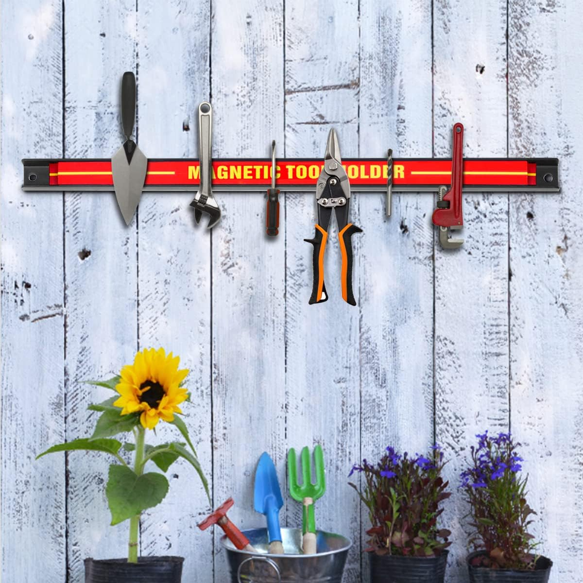 Costway Set of 3 Magnetic Tool Holder Bars, 3 PCS Metal Magnet Tool Strips, Tool Racks, Heavy-Duty Hardware Organizer Set, Measures 46 Cm in Length, Space-Saving & Strong with Wall Mounting Screws, Great for Knife, Wrench, Utensils, Garage Workshop Home image number 6