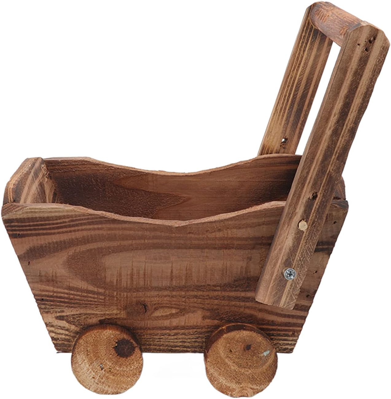 Gernie Rustic Cedar Wood Planter, 9.25X6.3X6.3Inch Wheelbarrow Style, Indoor/Outdoor, Green, Flower Pot Wooden Cart image number 3