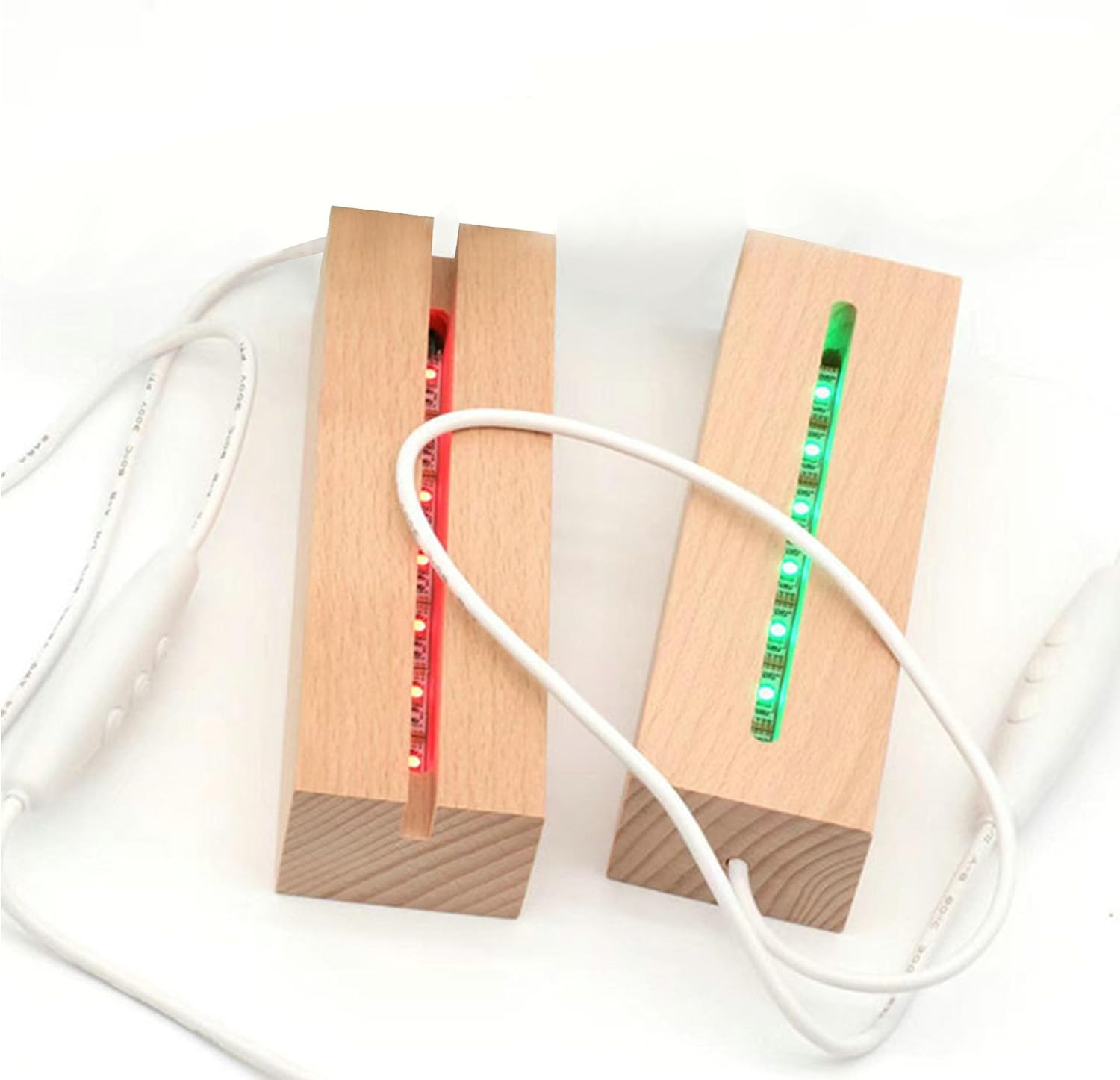 6 Inch Rectangle Display Pedestal, Colorful Rectangle Led Lights Display Base, Crystal Wooden Lighted Base Stand for Acrylic, Crystal, Night Light, Glass Resin Art