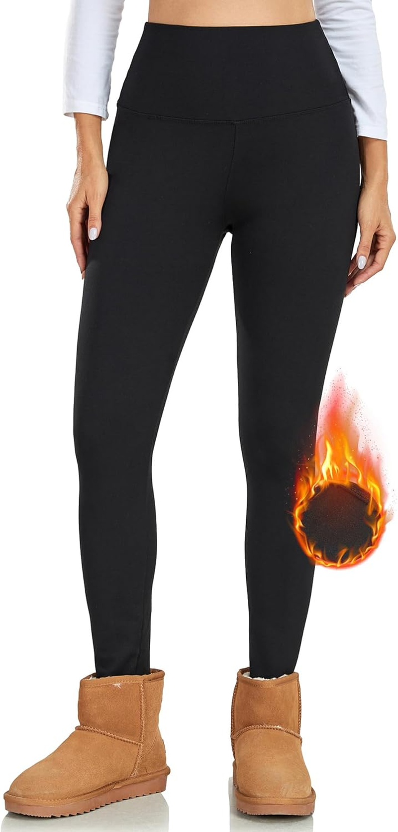 Perkanion Thermal Leggings Women Fleece Lined Winter Thick Leggings for Women High Waisted Yoga Pants