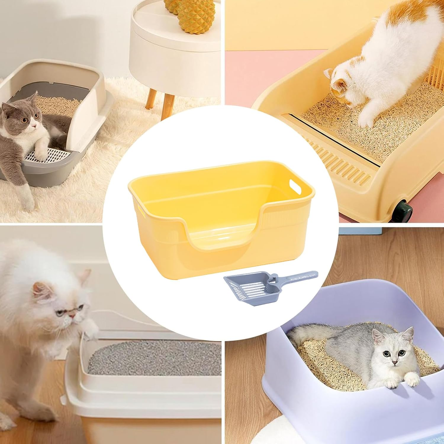 Cat Pan - Large Capacity Cat Pan Litter Boxes Open Top, Litter Tray, Pet Supplies, Anti-Spillage Boxes for Kittens, Big Small Cats, Rabbits image number 5