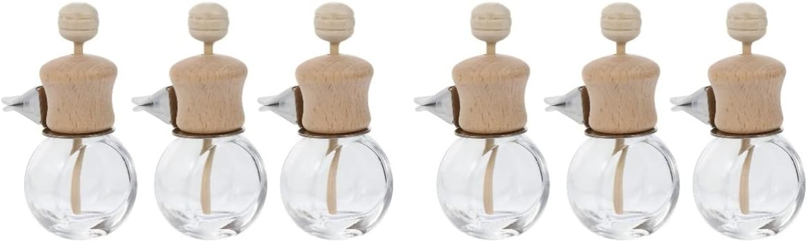 Holibanna 3Pcs Car Air Freshener Bottles Aromatherapy Diffuser Containers Wooden Lid for Essential Oils Vent Clip for Home Office Vehicle Use