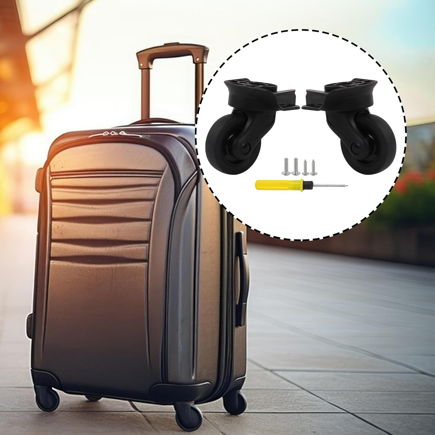 RDEXP 2Pcs Travel Black 2.99" Luggage Wheels Replacement W193 W/Screws for Suitcase