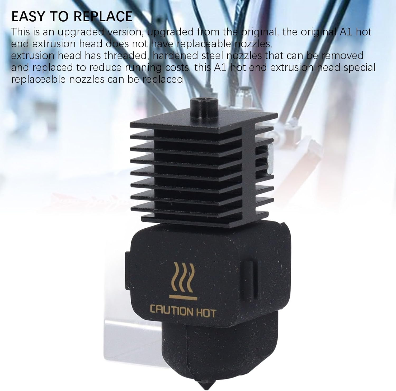 3D Printer Hotend Kit for Lab A1 A1 Mini, Upgrade Heater Block 3D Printer Part with Removable Hardened Steel 0.2Mm / 0.4Mm Nozzle & High Temperature Resistant Silicone