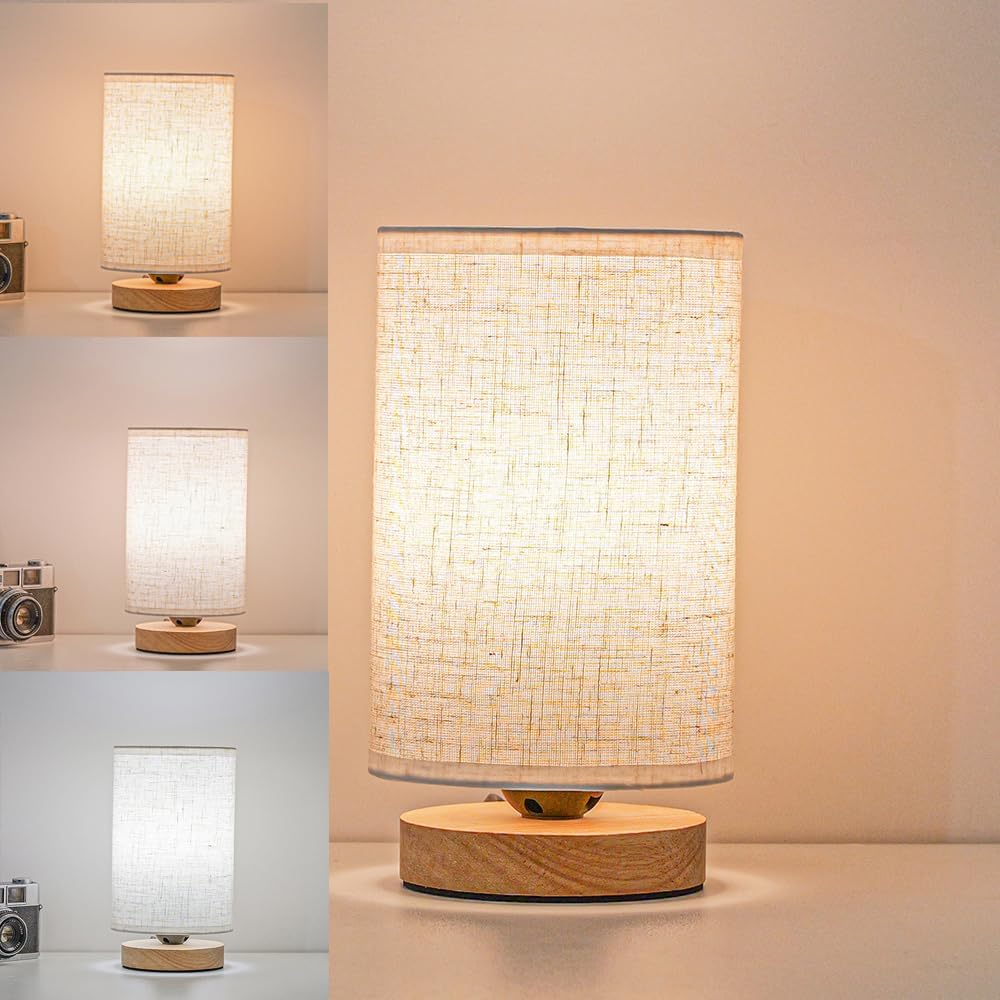 ANLAIBO 3 Colors Bedside Lamps, Table Lamp for Bedroom, Small Lamps for Living Room ，Simple Bed Side Lamp with Button Switch for Kids Room, Study, Dorm, Office, Shelves(Bulb Included)
