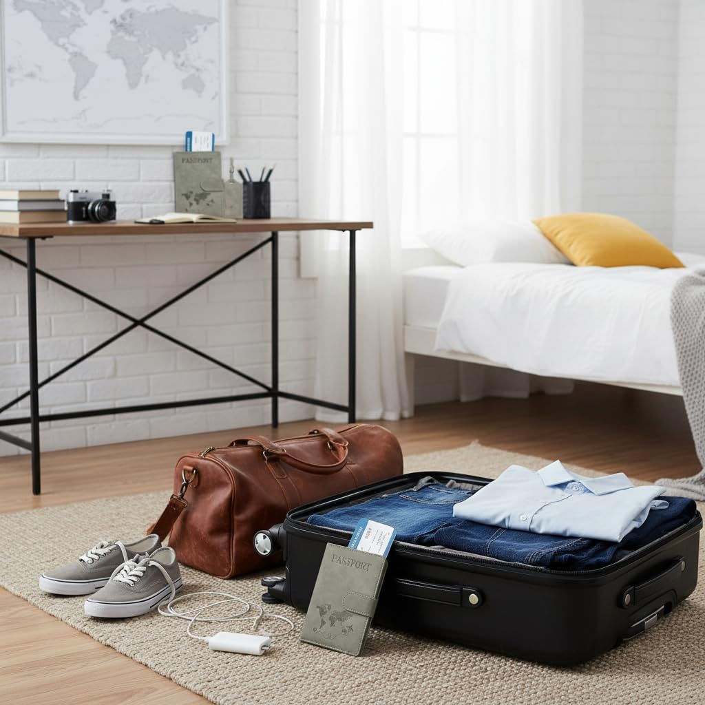 Passport Holder Cover with Luggage Tag, PU Leather Passport Cover, Portable Universal Travel Wallet Organiser for Passports Boarding Passes Credit Cards Travel Documents​ (Gray) - Brown image number 6