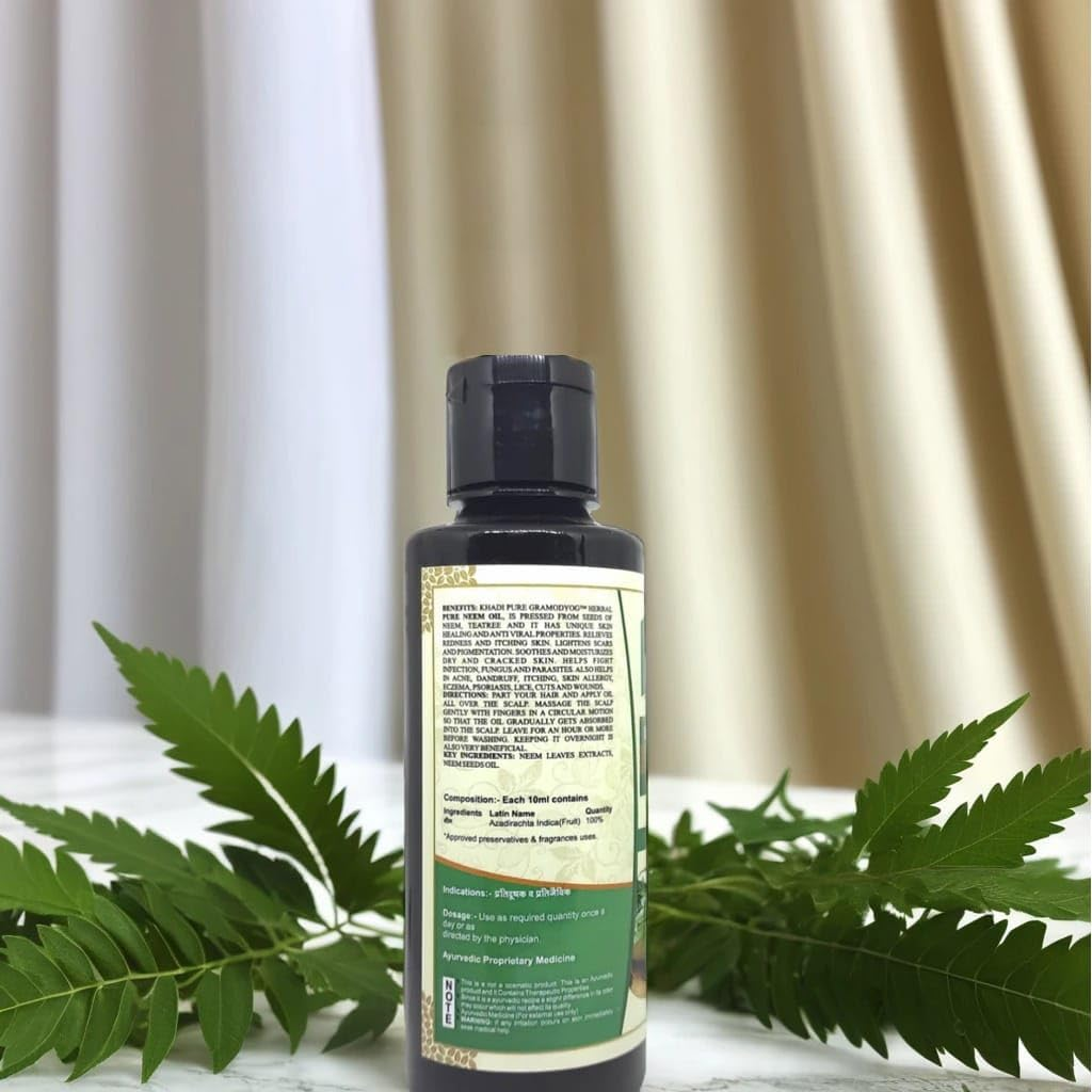 Khadi Pure Neem & Shikakai Hair Oil, 210 Ml (Pack of 2) image number 4