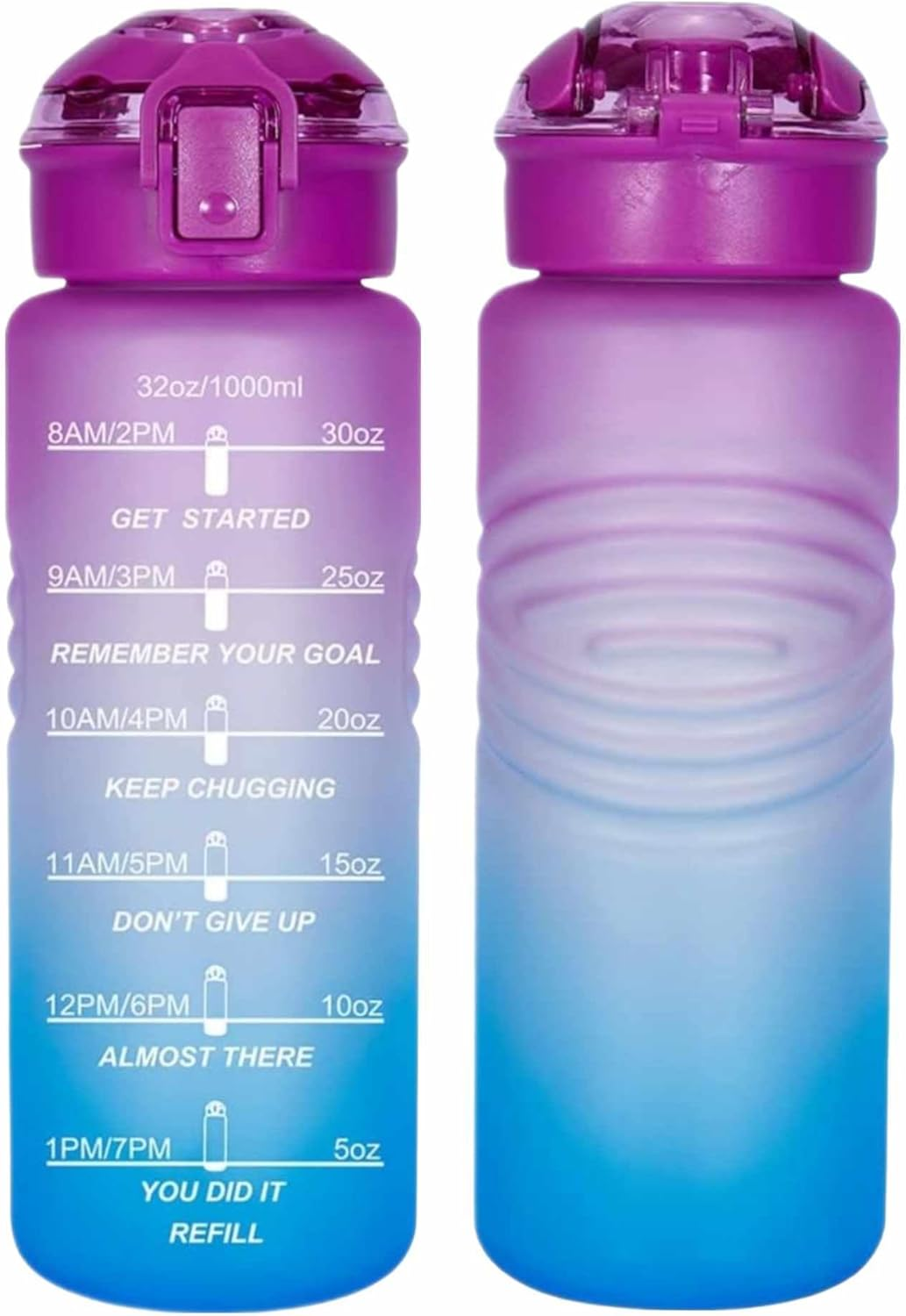 Motivation Gradient Water Bottle, 1L, Tea Compartment, Time Marker, Push Button Leakproof, Bpa-Free Frosted Plastic, Large Capacity, Hidden Bail, Fitness, Gym, Outdoor Sports (Pink) image number 4