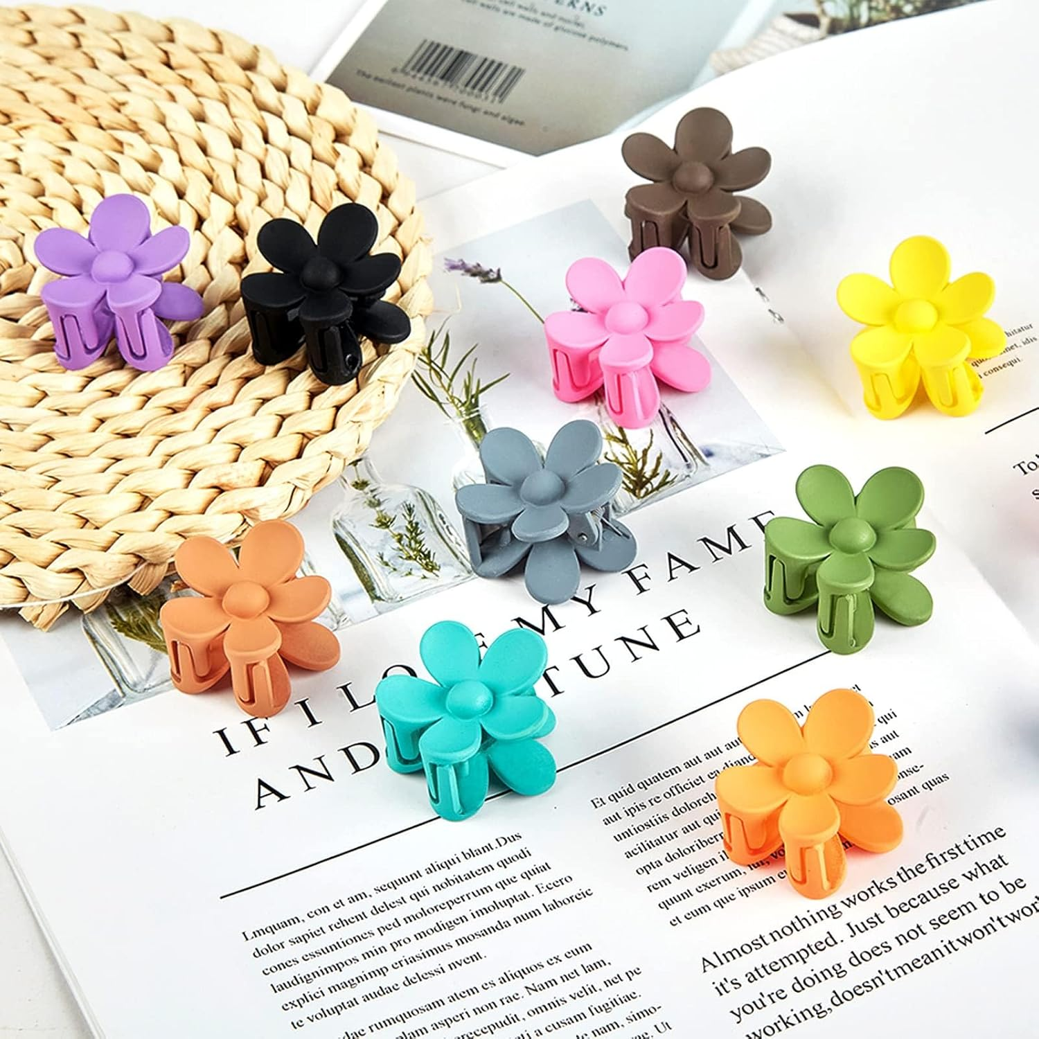 Rabbfit Pack of 10 Small Flower Hair Clips for Women, Girls and Kids - Non-Slip Hair Accessories for Thin/Medium Hair (10 Colors) image number 2