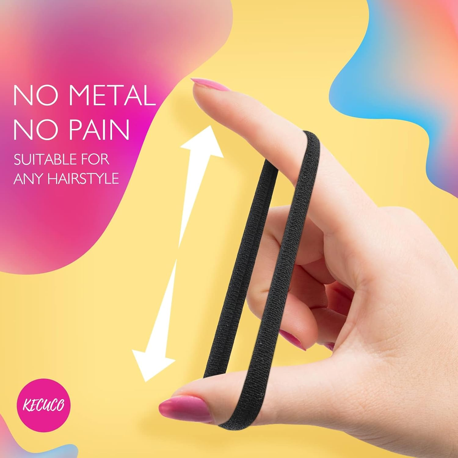 200PCS Black Hair Ties for Women Mens Girls, Large Stretch Cotton Seamless Hair Bands, Hair Elastic Ponytail Holders for Thick Heavy and Curly Hair image number 1