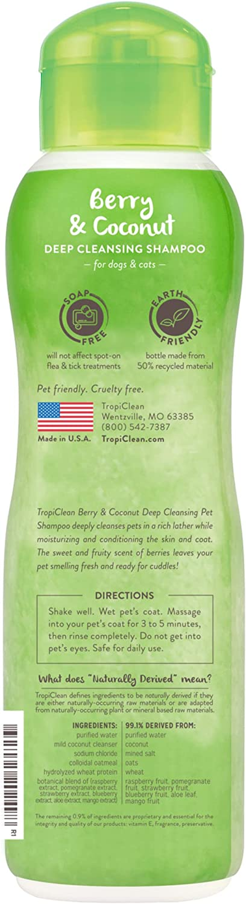 Tropiclean Berry and Coconut Deep Cleansing Dog Shampoo 355Ml