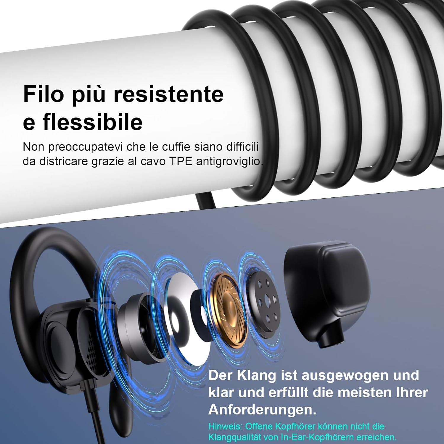 Open-Ear Headphones USB C Sport Adjustable Ear Hook Microphone & Volume Control Type C Headphones with Cable for Samsung Galaxy S25 S24 for Iphone 17 Air 16 15 Pixel 10 9 8 Headphones for Oneplus 13 image number 3