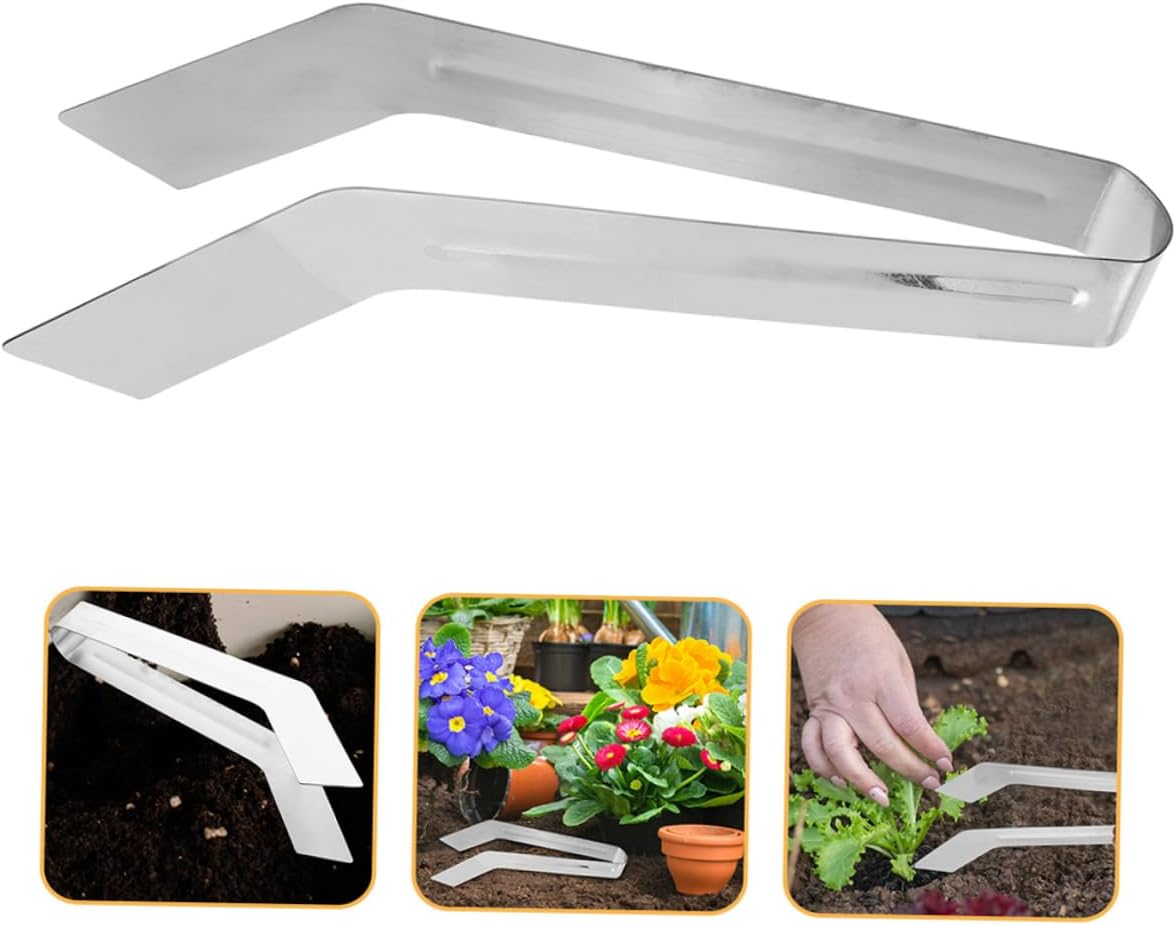 INOOMP 2Pcs Stainless Steel Garden Transplanting Tong for Plants Puller Hand Tool