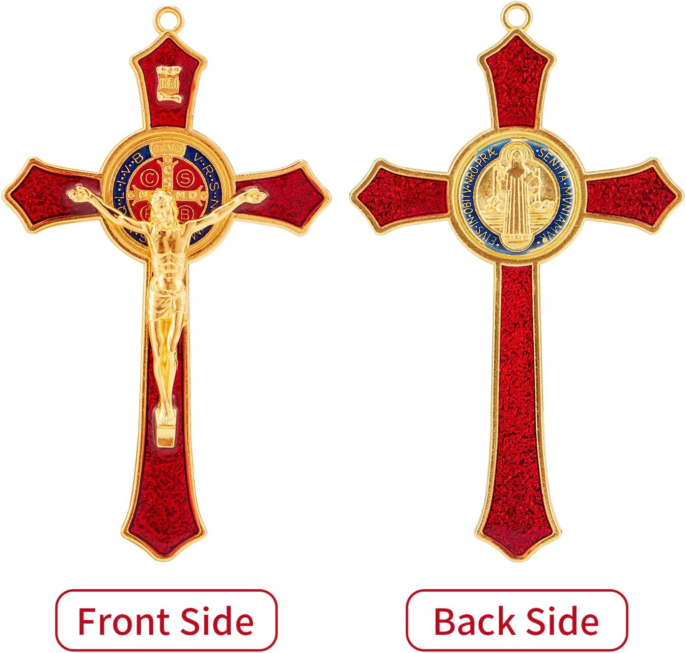 Brilucky St. Benedict Crucifix Wall Cross, Red Enamel Wall Art, 4.7 X 2.7 Inch, Catholic Decor image number 4