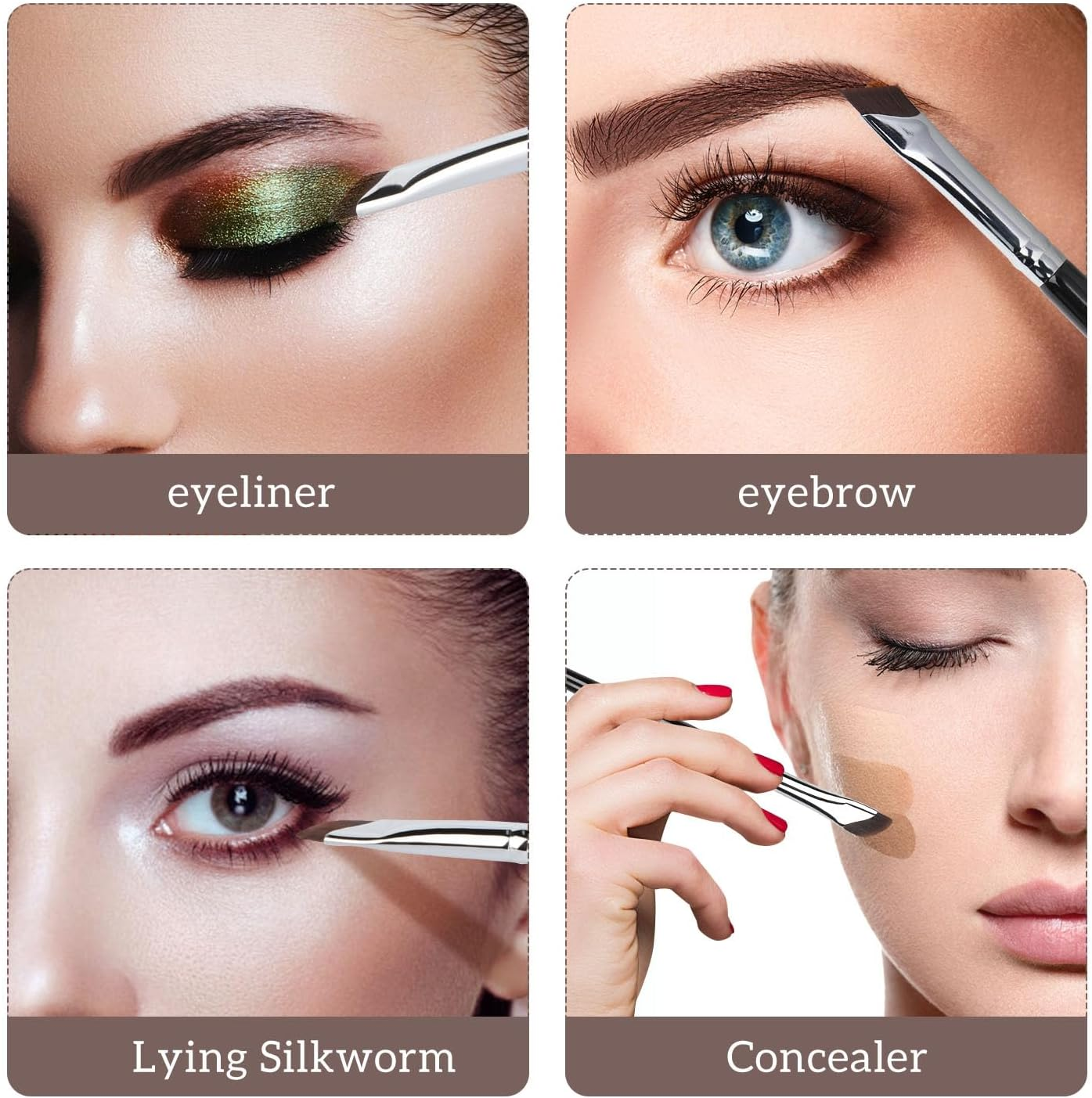 Eyeliner Brushes Kit, Fine Angled Eyeliner & Eyebrow & Concealer Brushes Set, Upgraded Ultra-Thin Sickle & Slanted Flat Angle for Beauty Cosmetic Tools (3 Pcs) image number 3