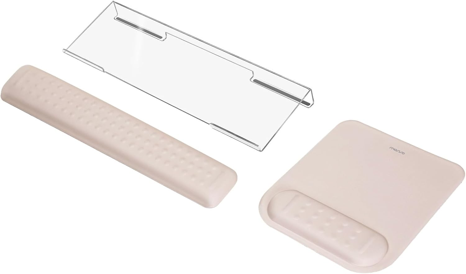 MOSISO Computer Keyboard Stand & Mouse Pad with Wrist Rest, Ergonomic Massage Wrist Rest Set, Easy Typing Working Acrylic Clear Keyboard Stand for Office Home, Navy Blue