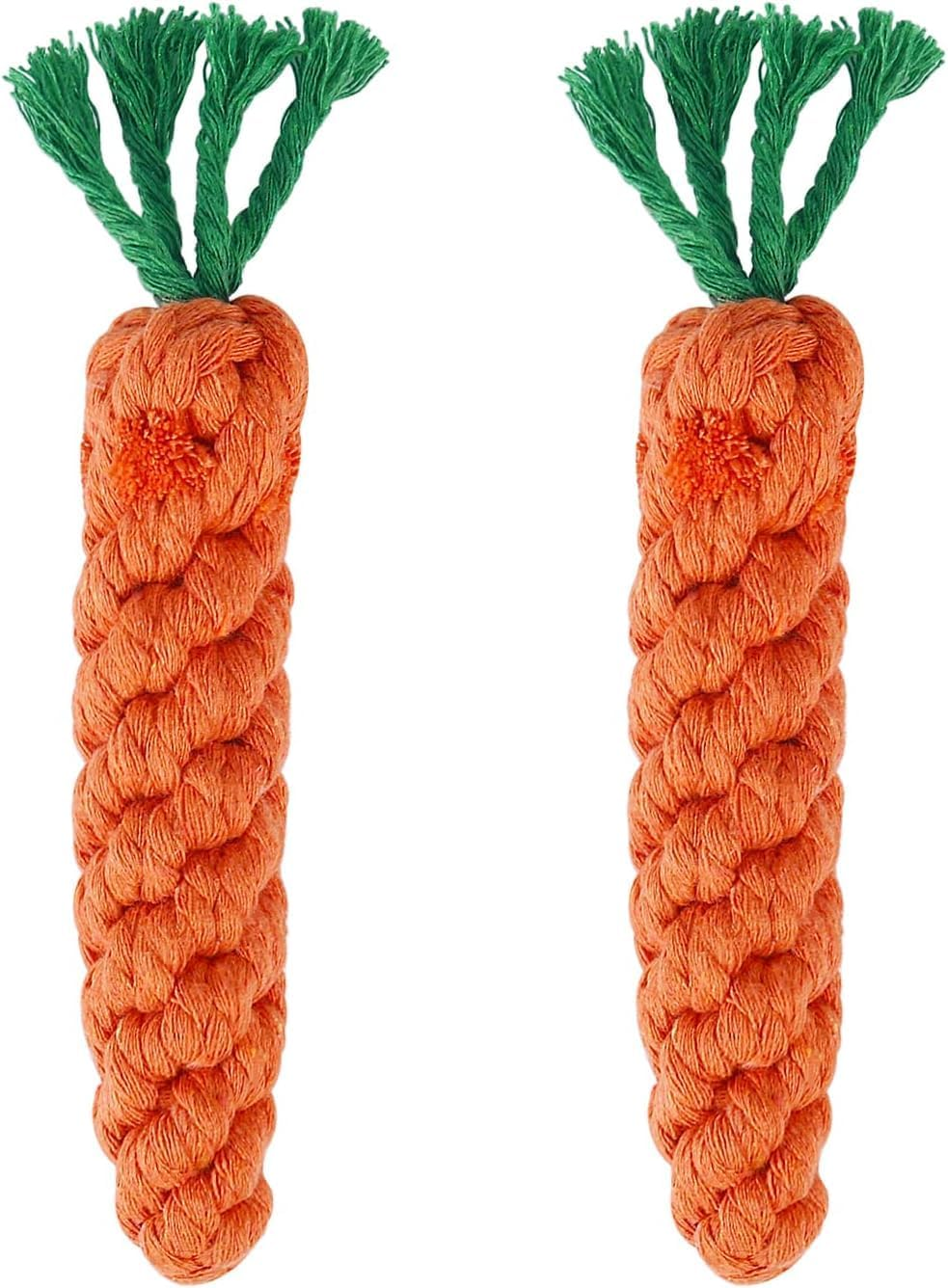 Puppy Chew Toys Carrot, 2 Pack Braided Rope Dog Toy for Small Dog Teeth Cleaning (Orange Red, One Size（24Cm）) image number 2