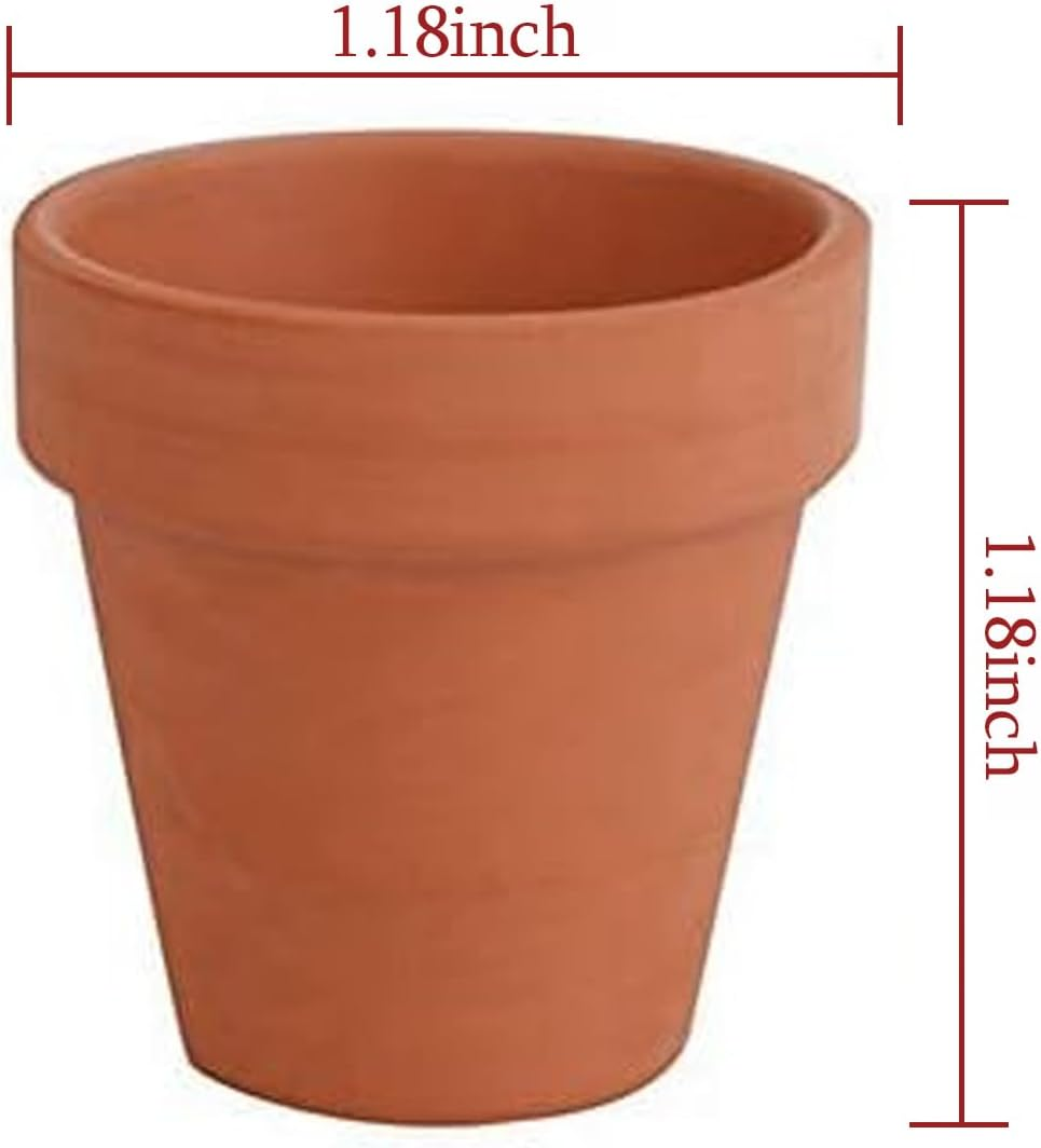 36 Pcs Mini Terracotta Pots, 1.2 Inch Clay Planters with Drainage Hole for Succulents, Small Nursery Containers for Home Garden Office Desk Decor, Crafts for Kids & Adults image number 3