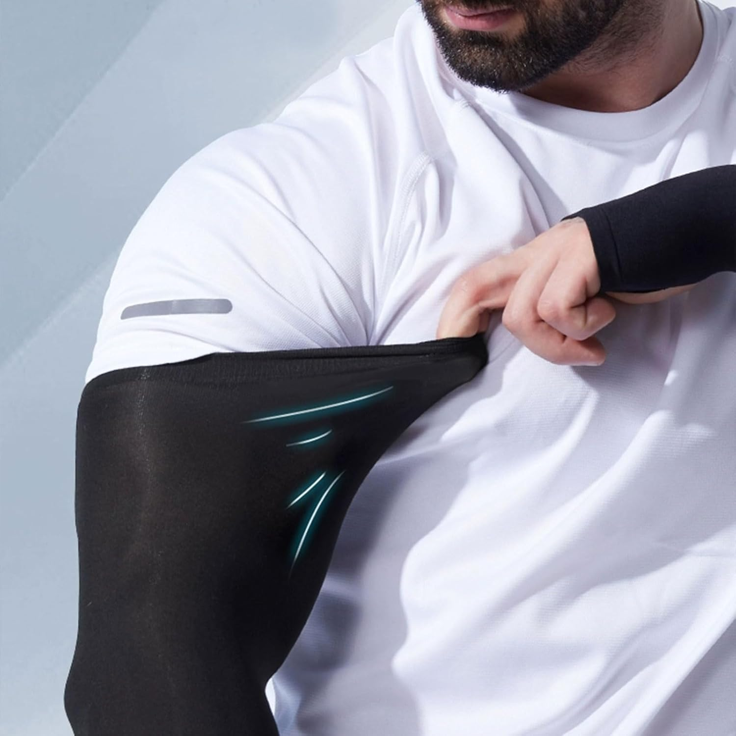 BGENHPON Arm Compression Sleeve for Women and Men, UV Protection Sport Arm Sleeves, Breathable Youth Athletic Sleeve Cover for Running Cycling Basketball image number 3