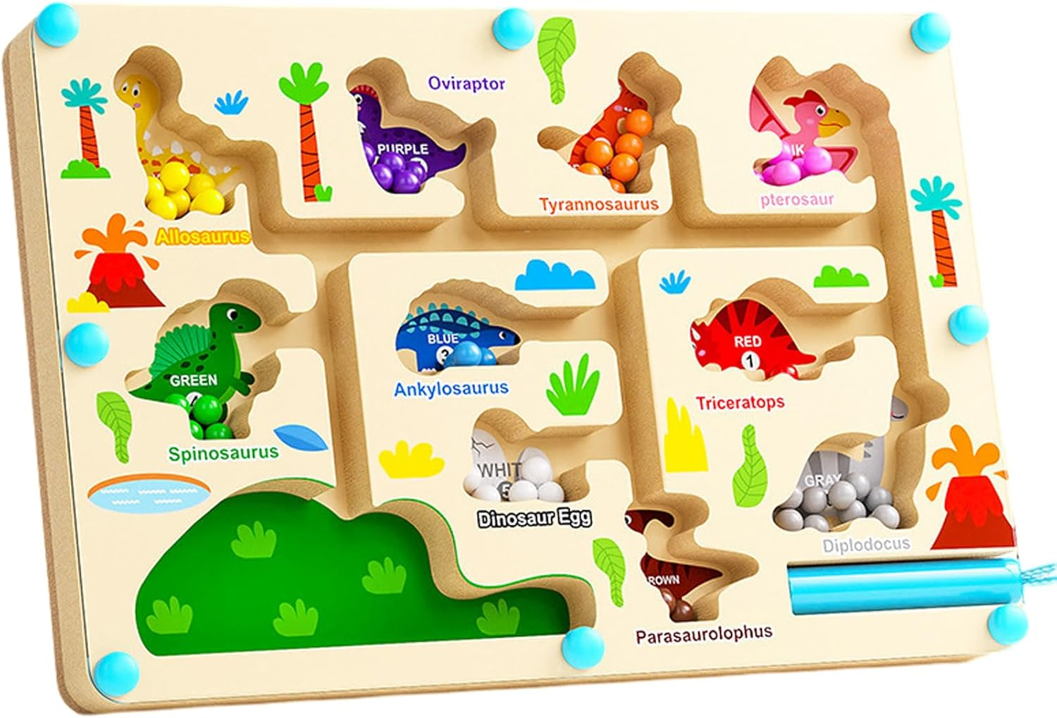 Magnetic Color and Number Maze for Toddlers: Christmas Montessori Wooden Learning Game, Fine Motor Skills Toy with Colorful Beads for 2-5 Year Old Boys and Girls image number 6