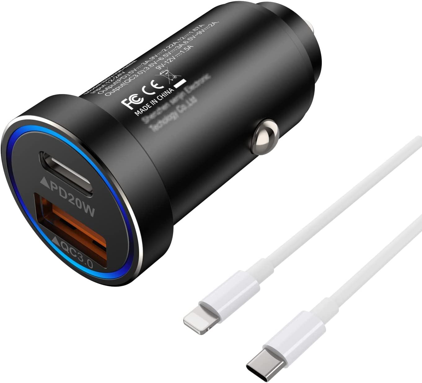 USB C Car Charger, 38W Fast USB Car Charger Adapter PD&QC 3.0 Dual Port for Iphone 13 12 11 Pro Max X XR XS 8, Galaxy Note 20/10 S21/20/10 Google Pixel and More image number 3