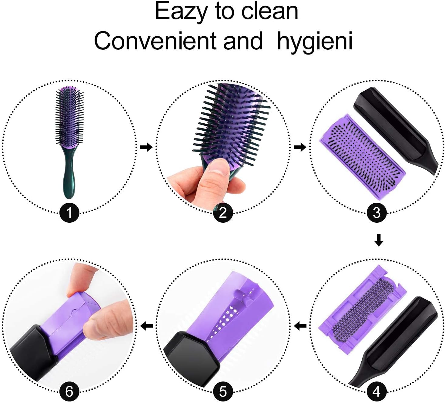 4Pcs Detangling Brush Set for Women - Detangler Hair Brush for Wet or Dry Straight, Spray Bottle with Hair 9 Row Styling Brush image number 1