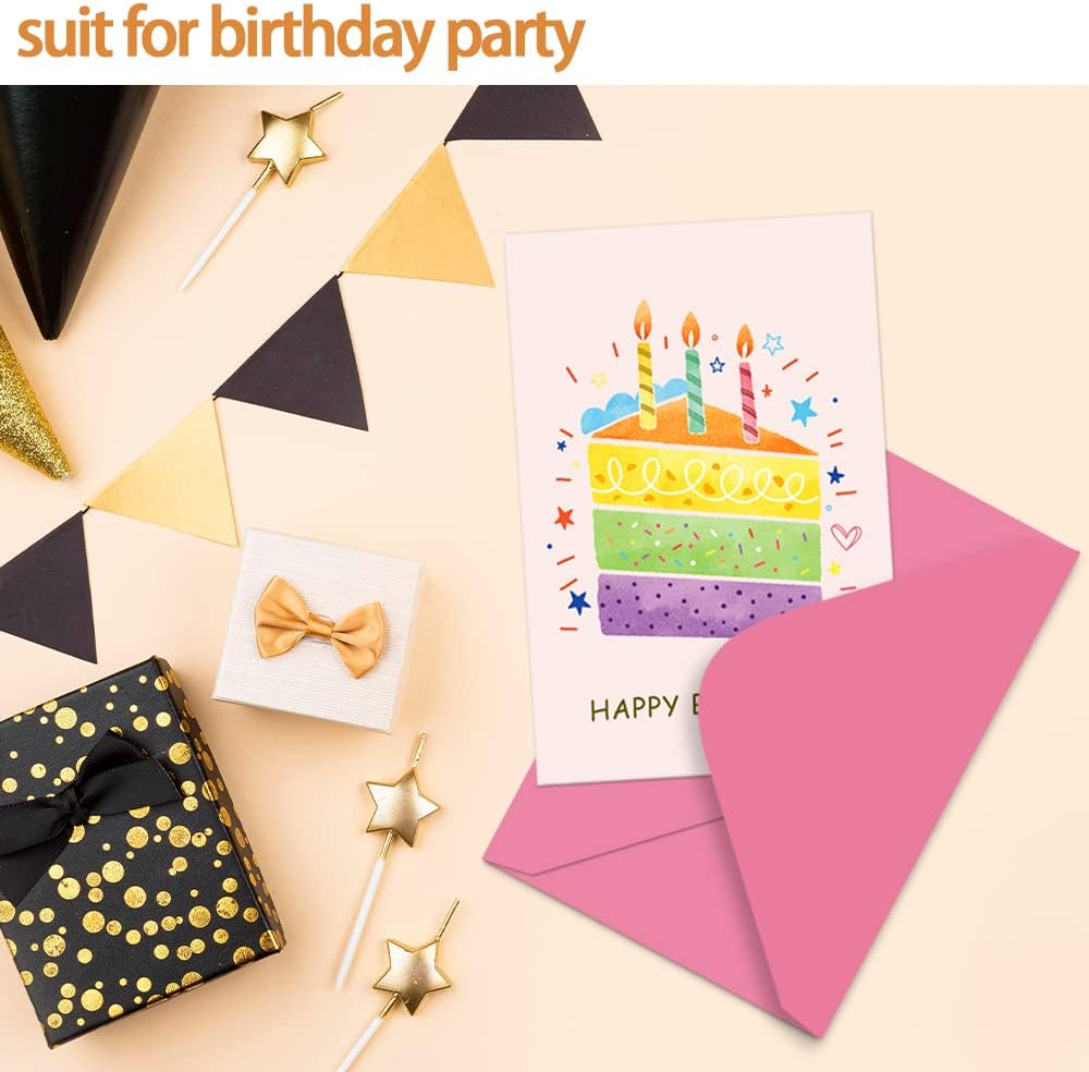 50 Pack Happy Birthday Cards with Envelopes, Watercolor Birthday Cards Assortment, Assorted Blank Birthday Cards Bulk with Envelopes & Stickers for Birthday Party image number 1