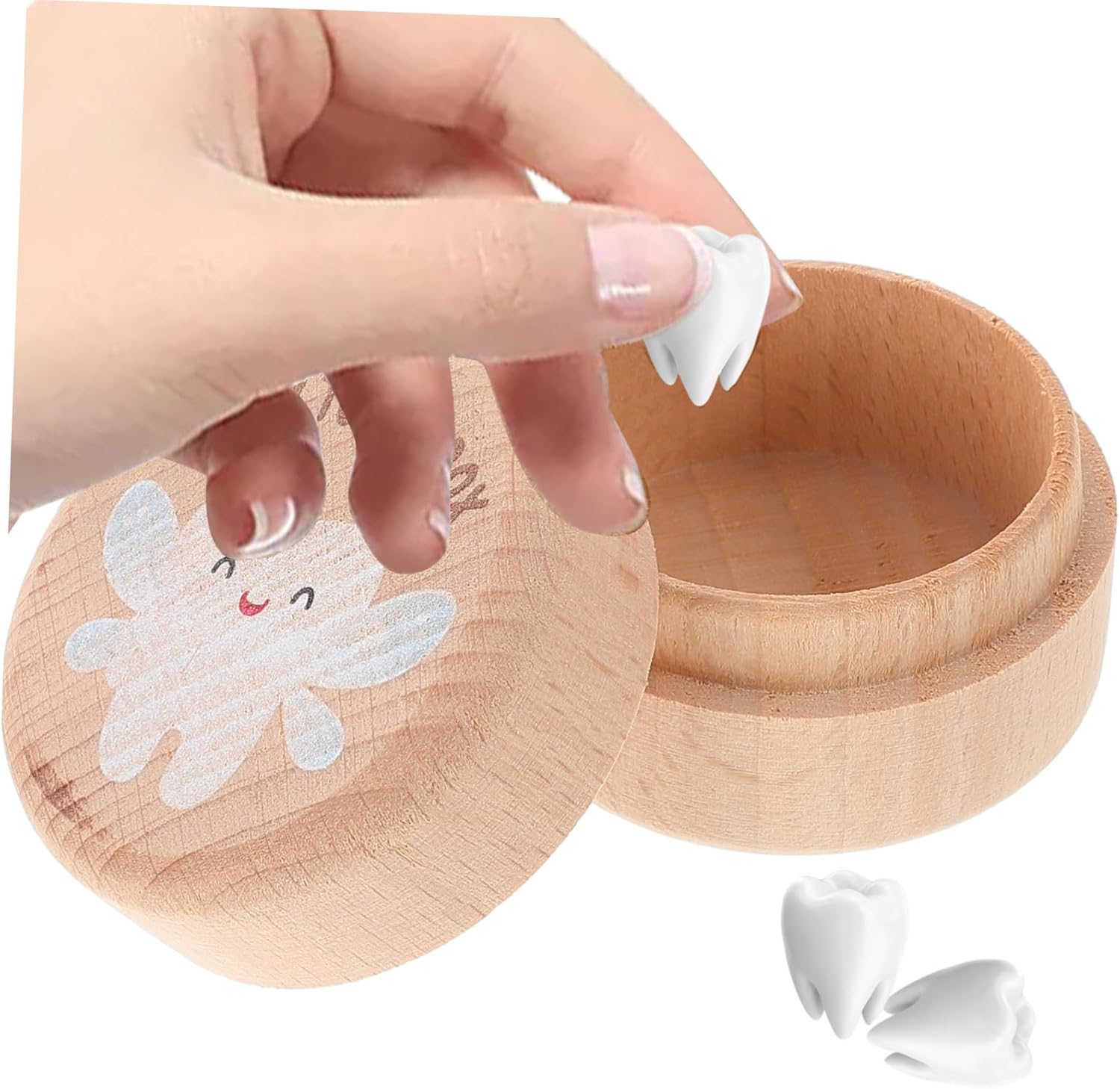 NOLITOY 2Pcs Wooden Tooth Keepsake Box for Boys and Girls Baby Tooth Storage Container First Lost Keepsake Case Natural Wood Baby Shower Birthday