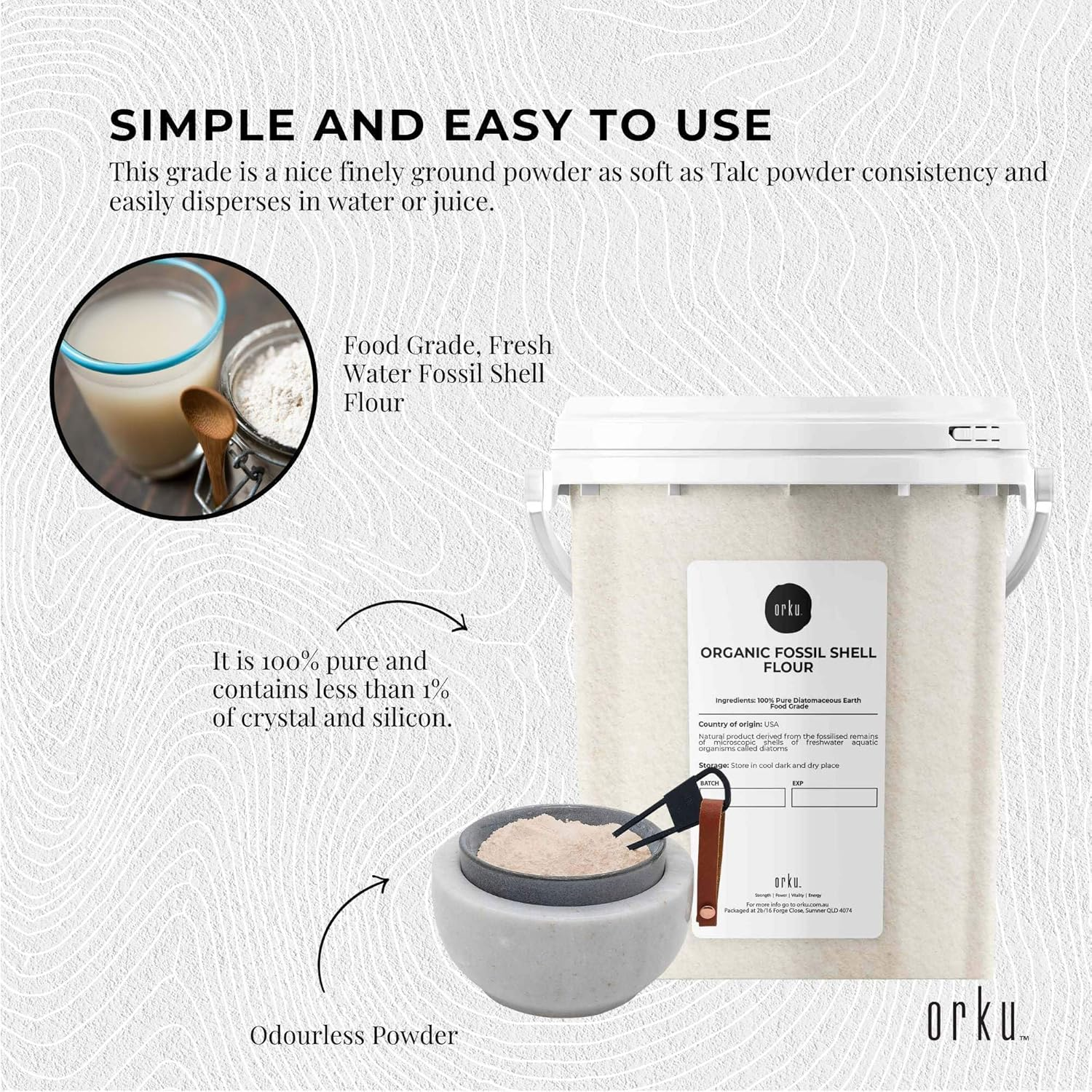 300G Organic Fine Diatomaceous Earth Tub - Food Grade Fossil Shell Flour Powder image number 6