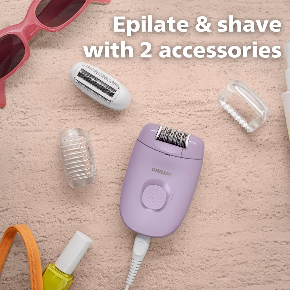 Philips Epilator Series 2000, Corded, with Washable Shaver Head for Women Body and Sensitive Areas, 3 Accessories Included, BRE237/00 image number 3