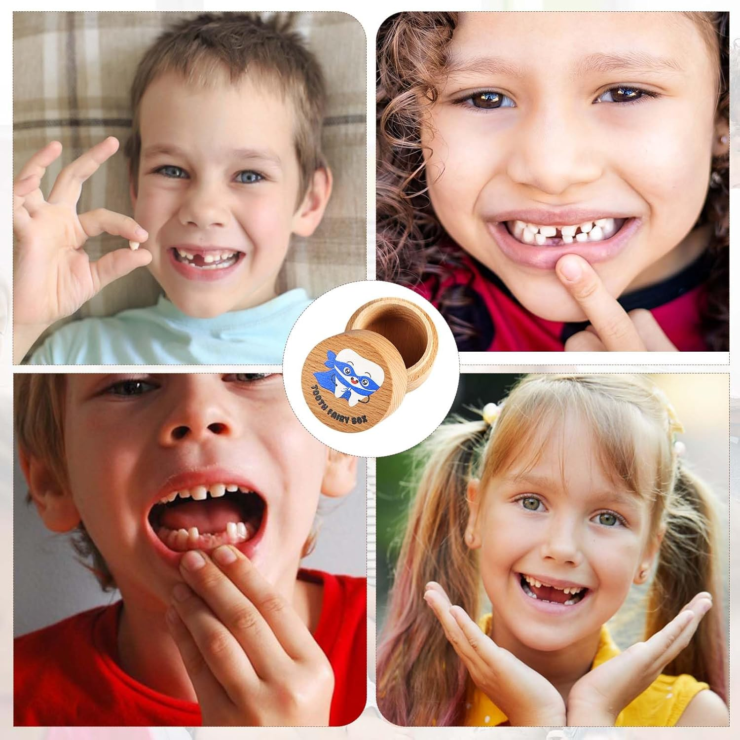 Tooth Fairy Box, Colored Tooth Box for Boys Cute Wooden Tooth Fairy Keepsake Lost Teeth Holder to Put under Pillow for Birthday Baby Shower - Pink image number 6